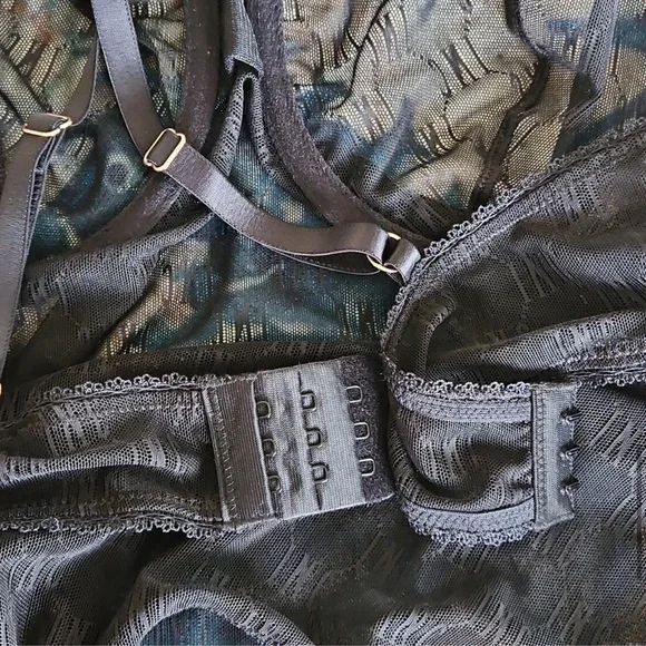 I.N.C. Intimates Size XL Black Sheer Lace and Mesh Bodysuit - Picture 7 of 15